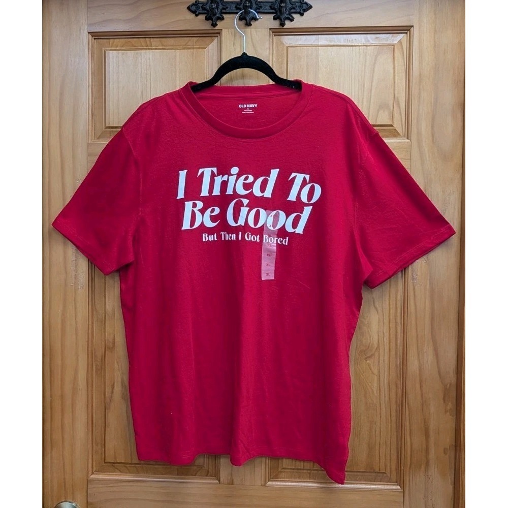 Old Navy‎ Size XL T Shirt I Tried to Be Good Then I got Bored Red Christmas